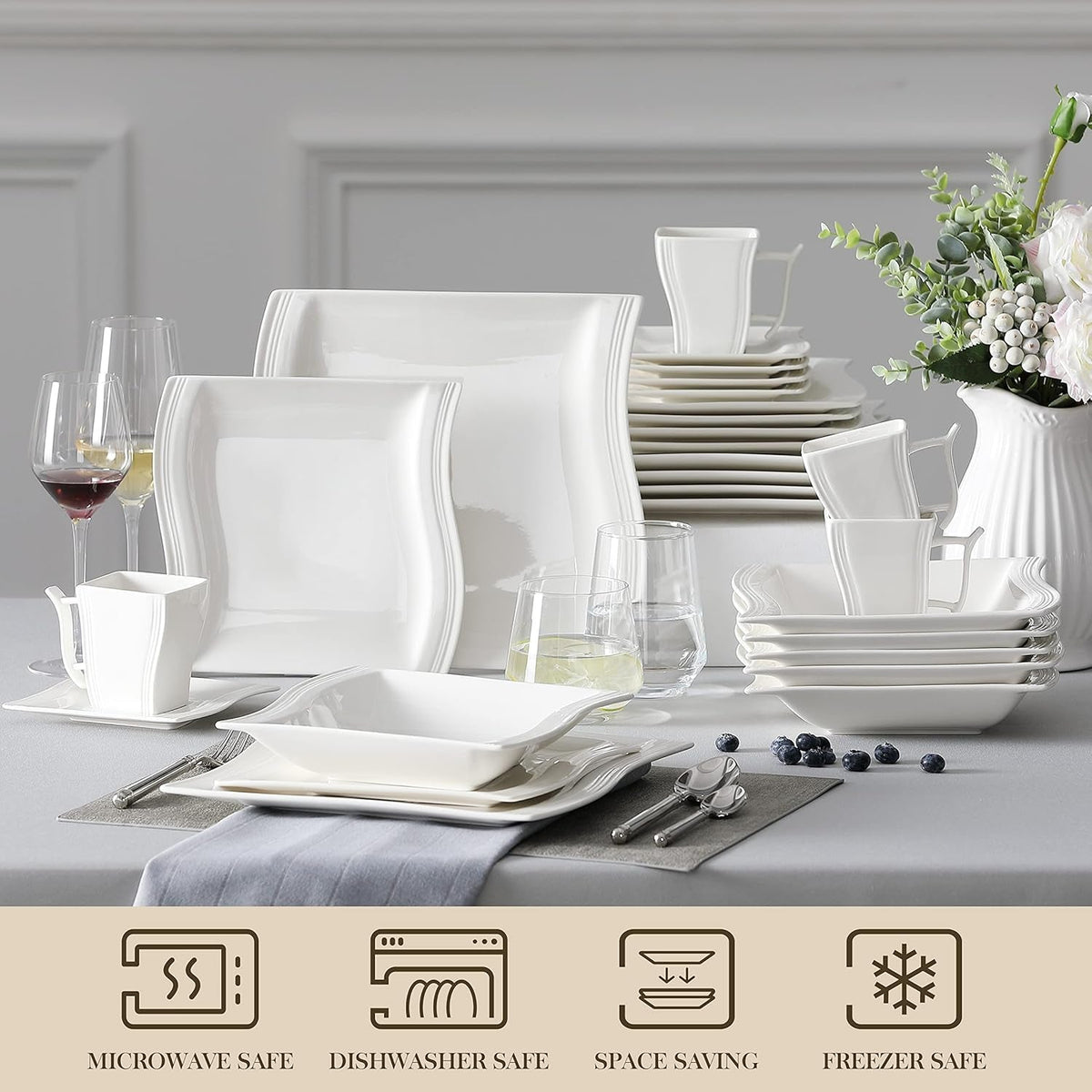ivory-white-dinnerware-sets-30-piece-porcelain-plates-and-bowls-sets-modern-dish-set-for-6-square-plates-dinnerware-set-kitchen-dishware-sets-microwave-and-dishwasher-safe-series-flora