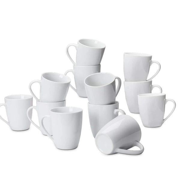 Porcelain Heat Resistant Coffee Mugs, Microwave and Oven Safe, 12 Oz, White, 12 Count1