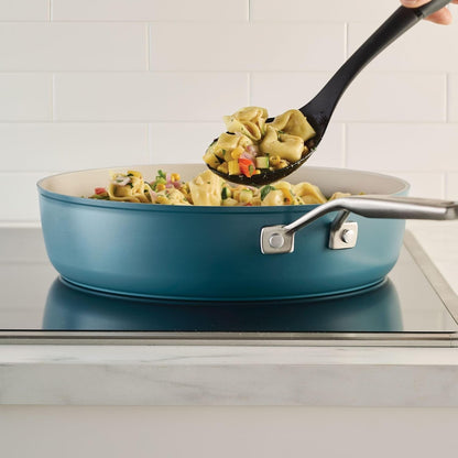 Kitchenaid Hard Anodized Ceramic Induction Pots and Pans, Dishwasher Safe, Includes Saucepans, Stockpot, Sauté Pan, Frying Pans/Skillets, and Lids, 10 Piece Cookware Set - Agave Blue9