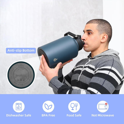 64Oz Insulated Water Bottle, Half Gallon Stainless Steel Water Jug5