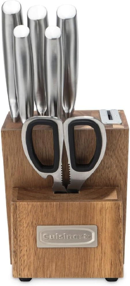 7 Pc Stainless Steel Essentials Cutlery Block Set with Built in Sharpener2