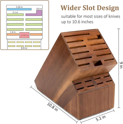 Knife Block for Kitchen Countertop - 20 Slot Universal Knife Holder with Acacia Wood, Large Knife Storage Organizer for Butcher Block, Knife Block Storage without Knives, Easy for Knife Set5