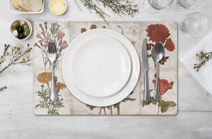 Vinyl Rectangular Placemats Set of 4 - Non Slip Place Mats Ideal for Indoor and Outdoor Dining Table - Washable and Heat Resistant Fall Placemats for Kitchen Tables (Flowers)5