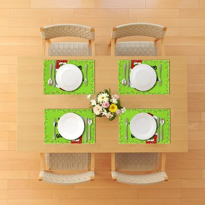 Linen Christmas Placemats Set of 4 Merry Christmas Table Mats Green Elf Winter Holiday Party Decorations for Home Kitchen Table Supply6