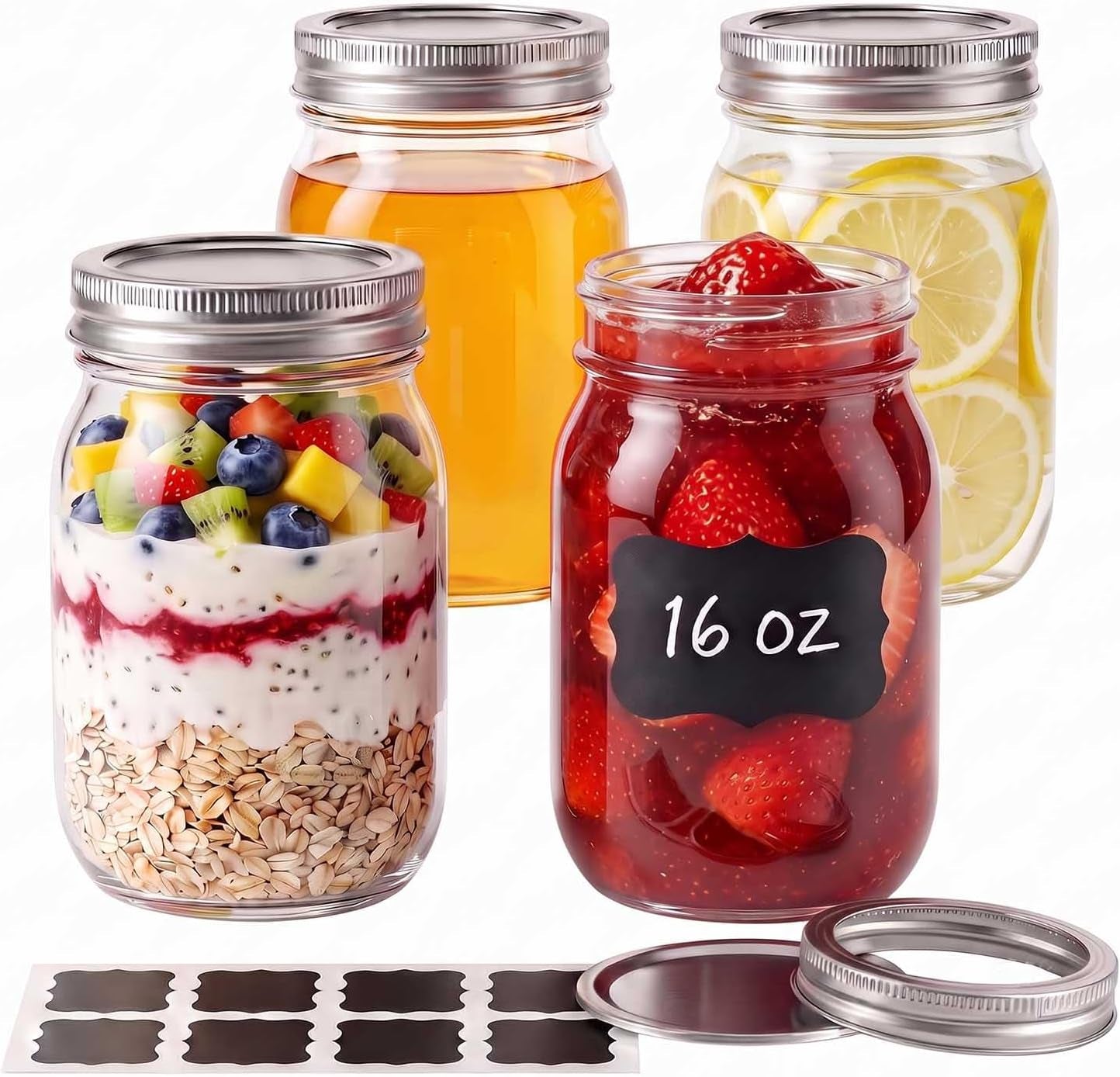 mason-jars-16-oz-with-lids-4-pack-clear-glass-jars-for-meal-prep-storage-leakproof-airtight-seal-bpa-free-thick-glass-microwave-safe-food-container-ideal-for-canning-overnight-oats-meal-prep