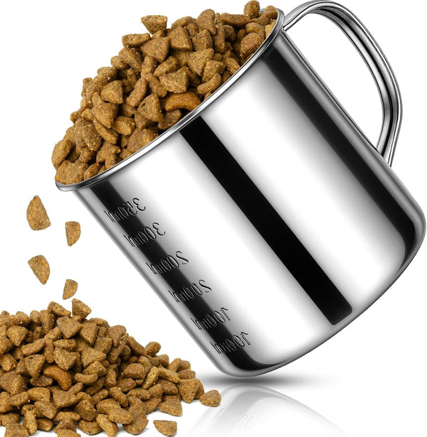 Dog Food Scoop 1.5 Cup,304 Stainless Steel Dog Food Measuring Cup,1.5 Cup Pet Food Scoop for Dogs Cats1