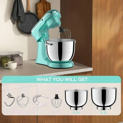 3-IN-1 Electric Stand Mixer,4.8Qt 12 Speeds Tilt-Head Food Mixer with Dough Hook,Whisk & Beater - Large Kitchen Stand Mixers for Baking Bread, Cakes,Perfect Gifts for New Home (Blue-10 Speeds)5