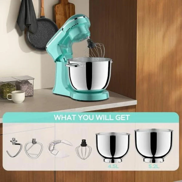 3-IN-1 Electric Stand Mixer,4.8Qt 12 Speeds Tilt-Head Food Mixer with Dough Hook,Whisk & Beater - Large Kitchen Stand Mixers for Baking Bread, Cakes,Perfect Gifts for New Home (Blue-10 Speeds)5