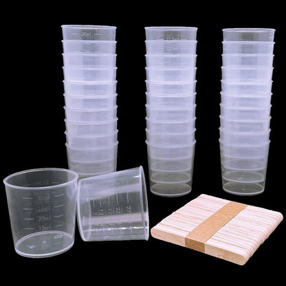 60 Pcs Plastic Graduated Cups, 30Ml/1Oz Clear Scale Cups1