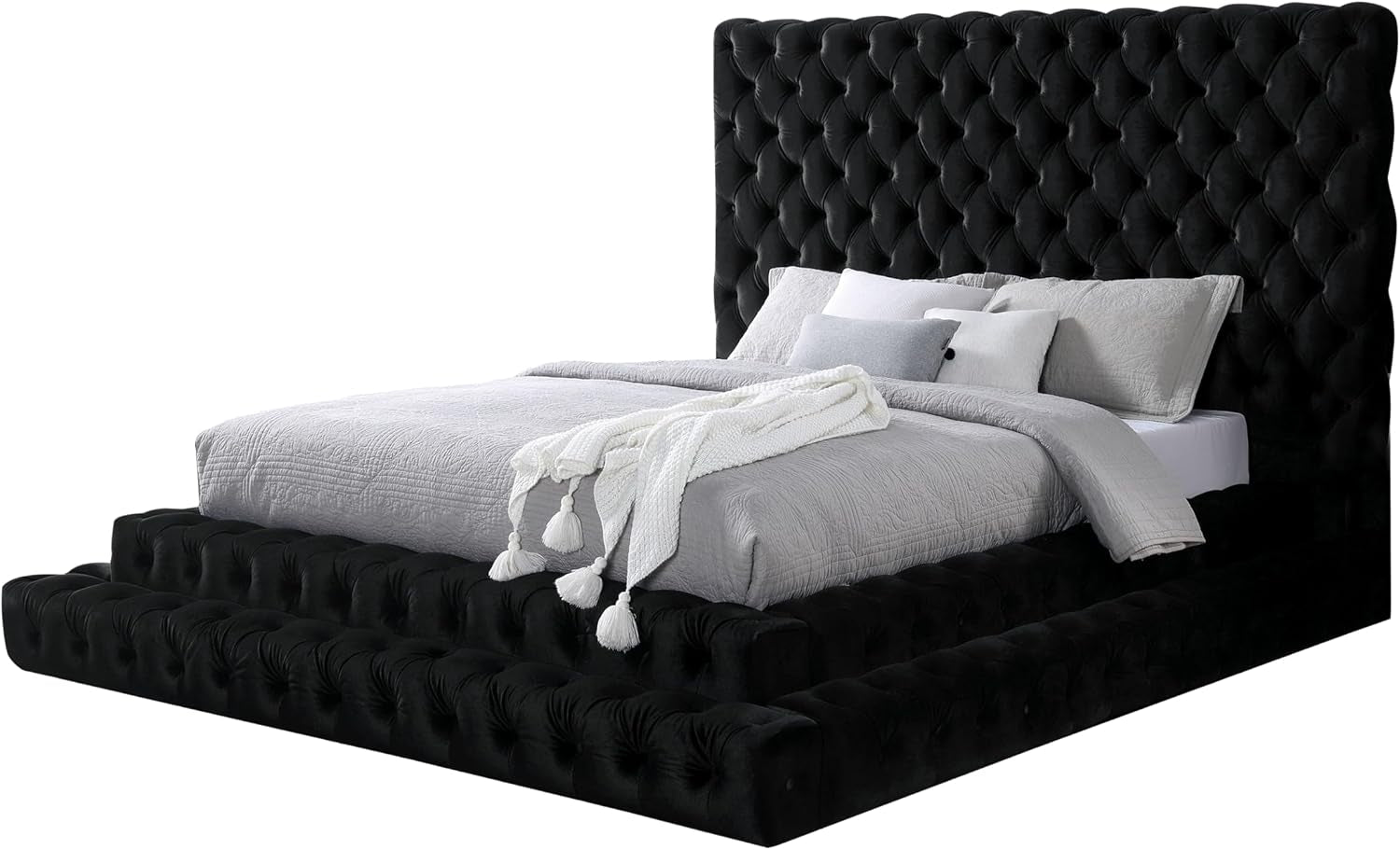 sable-fabric-upholstered-step-up-king-size-platform-bed-with-oversized-headboard-deep-button-tufting-no-box-spring-required-for-bedroom-guest-room-black