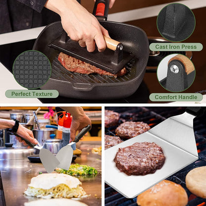 18PCS Griddle Accessories Kit, Flat Top Grill Accessories Set for Blackstone and Camp Chef, Grill Spatula Set with Enlarged Spatulas, Basting Cover, Scraper for Outdoor BBQ4