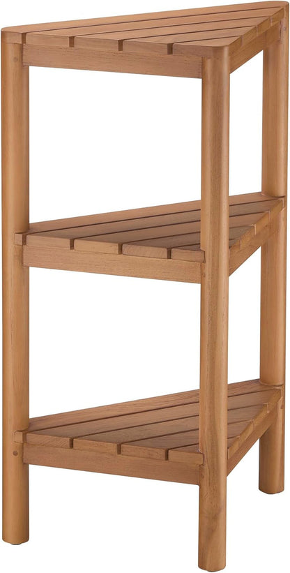Fully Assembled Teak Corner Shower Shelf, Shower Caddy 26.5"7