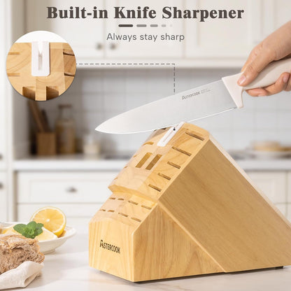 Knife Set,  22-Piece Kitchen Knife Set with Sharpener Block, High Carbon Stainless Steel Knives, Dishwasher Safe, Non-Slip Handle, Elegant Cream White Design, Perfect Holiday Gifts6