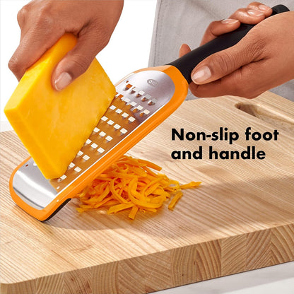 OXO Good Grips Etched Coarse Grater with Handle, Orange | Coarse Kitchen Grater, Sharp Etched Teeth, Non-Slip Handle, Hard Cheese, Vegetables, Chocolate, Easy Grip3