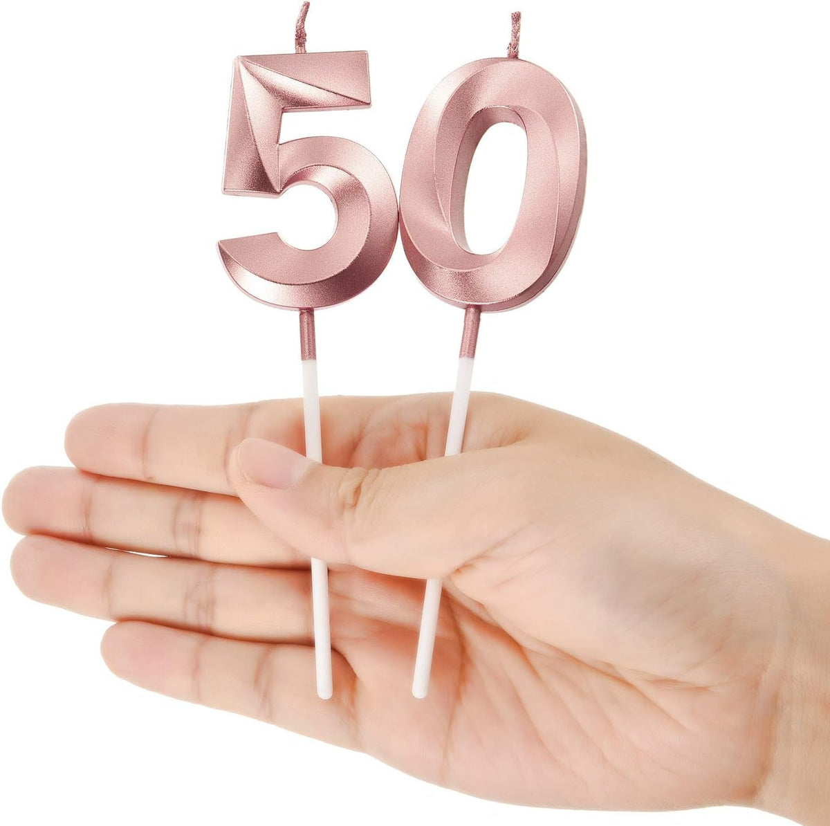 50th-5th-birthday-number-candles-cake-topper-rose-gold-metallic