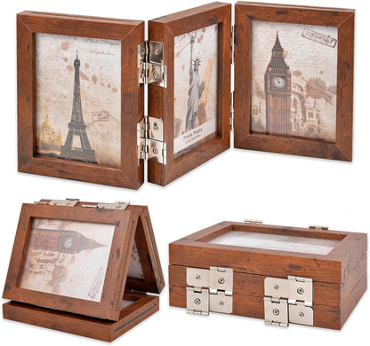 3 Picture Photo Collage Frame - 3.5X5 Triple Desk Office Cute Decor Brown1