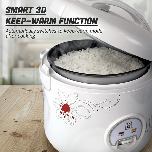 Rice Cooker & Warmer 5 Cups with Food Steamer, Non-Stick Inner Pot, Flower Pattern5