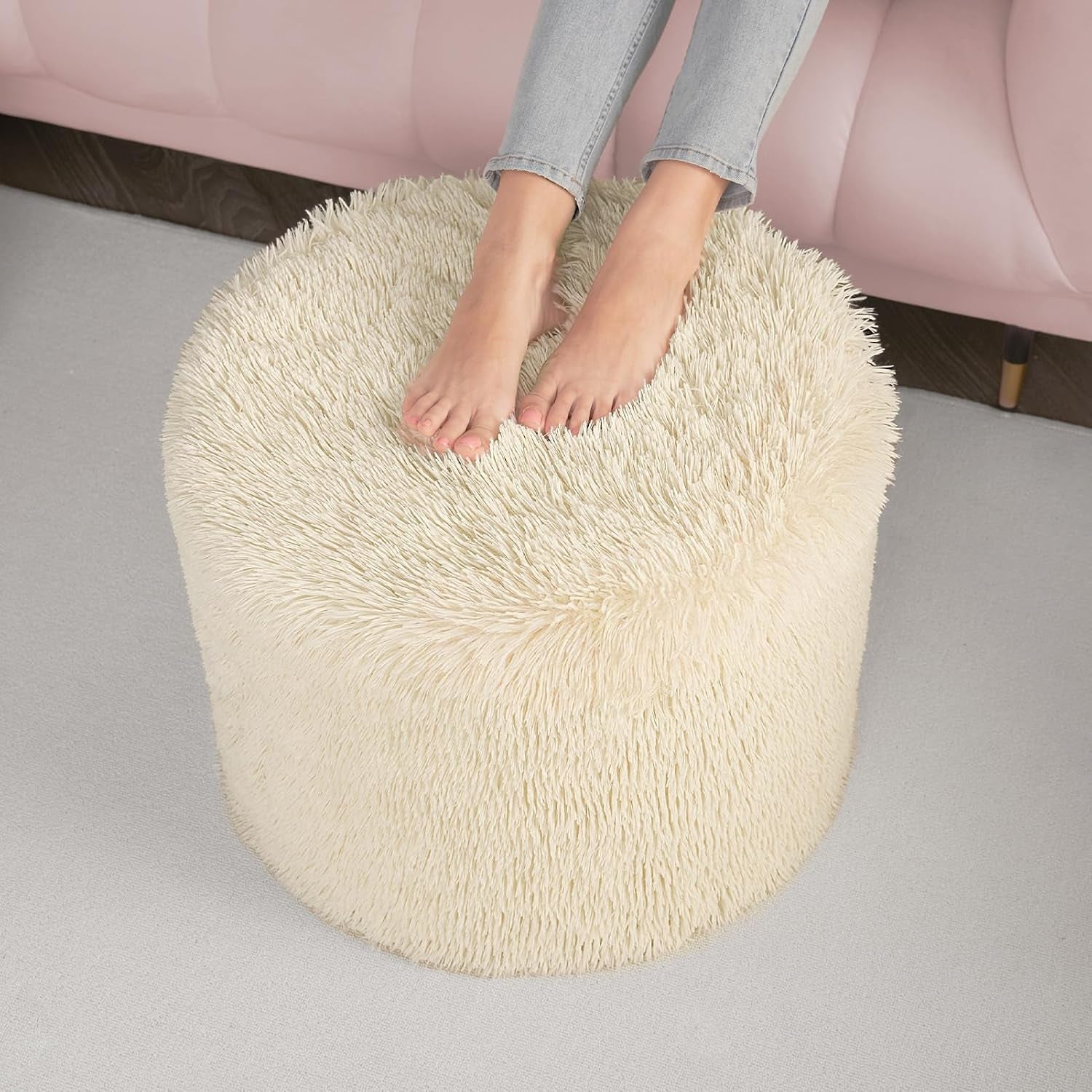 round-pouf-ottoman-foot-rest-footstool-17-x-14-inch-beige-high-density-one-piece-foam-firm-stable-for-couch-bedroom-living-room-mechine-washable-cover