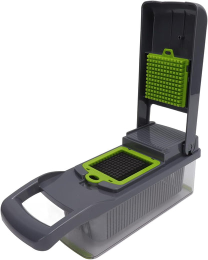 Vegetable Peeler Cutter Grater 4 in 1 Multi Function Kitchen Tool with Stainless Steel Blades and anti Slip Handle for Slicing Dicing Grating Vegetables Fruits Cheese (Gray Green)6