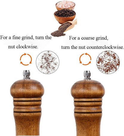 Wood Salt and Pepper Grinder Set Classic Manual Pepper Mills5
