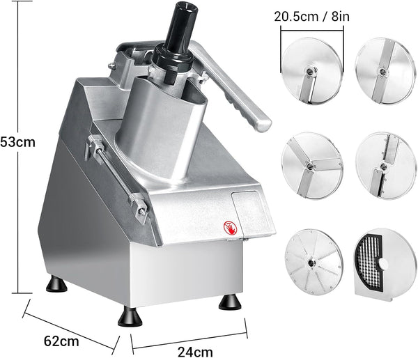 Commercial Vegetable Chopper with 6 Blades, Electric Food Processor for Slicing Dicing Shredding, Professional Cheese Grater, 550W Veggie Cutter for Restaurant, Hotel School, Cafeteria, Buffet8