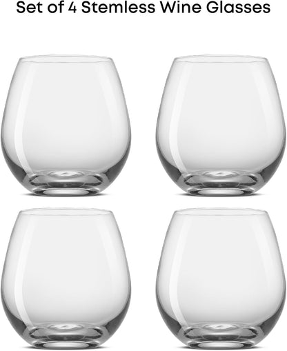 Spirits Stemless Wine Glasses for Red or White Wine (Set of 4)-15-Ounces3
