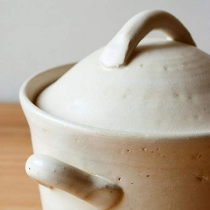 Japanese Donabe Cocer Rice Cooking Pot, 3 Go, 2200Cc, White3