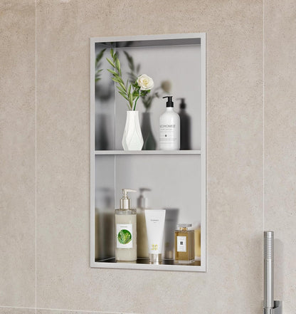 2-Tier Stainless Steel Shower Niche,Brushed, 12" X24"4