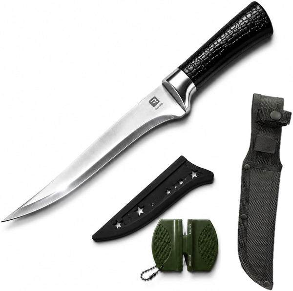 Hunting Boning Knife with Sheath, Curved Blade for Field Dressing1