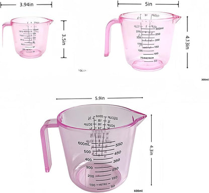 Pink Measuring Cups Set - 3Pc 150Ml/300Ml/600Ml2