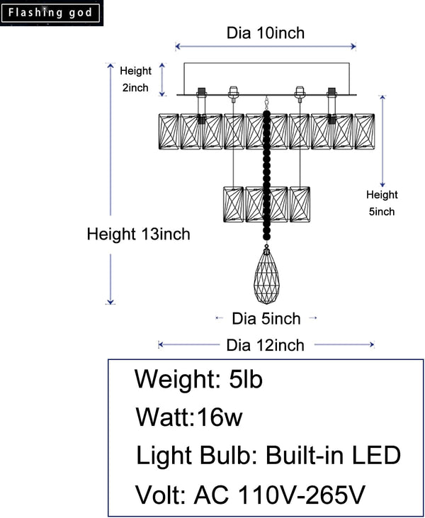 12" Modern Crystal Chandeliers Silver Flush Mount Ceiling Chandelier Mini Chandelier for Hallway LED Dimmable Crystal Pendant Light for Dining Room Living Room Bedroom5