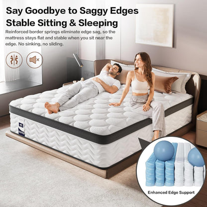 Queen Mattress, 12 Inch, Hybrid Mattress in a Box, Medium Firm5