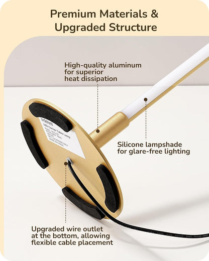 LED Table Lamp, Modern Dimmable Desk Lamps Metal Finish, Gold2