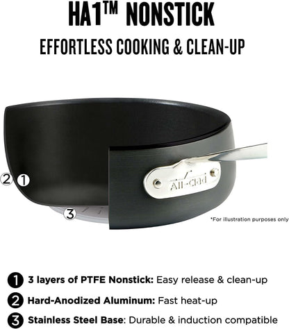 All-Clad HA1 Hard Anodized Nonstick Griddle 11X11 Inch Oven Broiler Safe 500F, Lid Safe 350F Pots and Pans, Cookware Black2