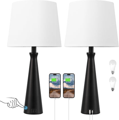 Modern Touch Lamps for Nightstand, 3 Way Dimmable Bedroom Lamp Set of 29