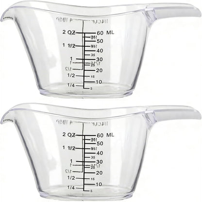 2 Pack 2 Ounce Measuring Cups, Food-Grade Plastic Small Measuring Cup for Hair Color, Hot Tub Chemicals & DIY Mixing, Mini Measuring Cup with Easy-Read Markings1
