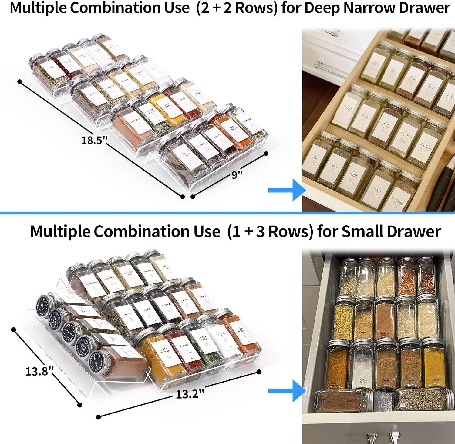 clear-acrylic-spice-drawer-organizer-4-tier-2-set-expandable-from-9-to-18-seasoning-jars-drawers-insert-kitchen-spice-rack-tray-for-drawer-countertop-jars-not-included