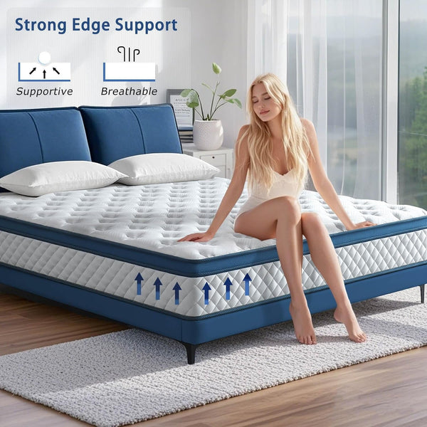 King Size Mattress, 12 Inch Medium Firm Hybrid King Bed Mattress, Memory Foam Mattresses in a Box for Pressure Relief, Individual Pocket Spring-Motion Isolation with Edge Support, Certipur-Us6