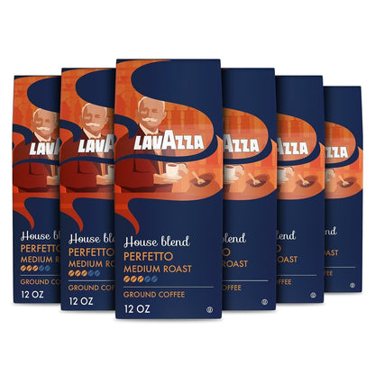 Lavazza House Blend Perfetto Ground Coffee 6 Bags of 12Oz, Medium Roast, Full-Bodied, Intensity 3/5, 100% Arabica, Ideal for Drip Brewers, (Pack of 6) - Package May Vary1