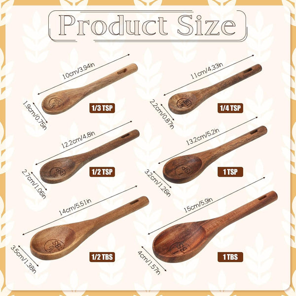 10-Piece Wooden Measuring Cups and Spoons Set, Handcrafted Acacia Wooden Measuring Cups - Solid Acacia Wood, Laser Engraved, Wood Rustic Kitchen Accessories for Baking, Cooking3