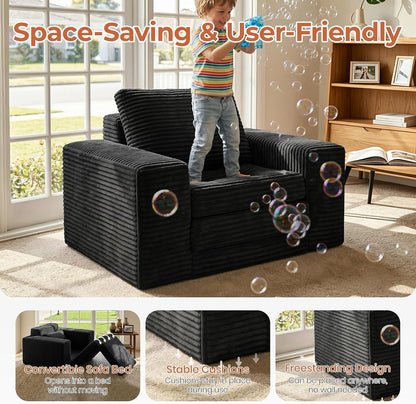 45" Boneless Sleeper Chair Bed, Fold Out Floor Sofa, Corduroy9