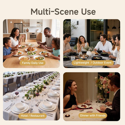 12-Piece Plates and Bowls Set, Glass Dinnerware Sets for 48
