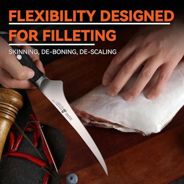Falcon Series 7-Inch Fillet Knife, Flexible German Steel Blade2