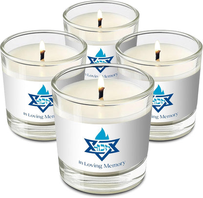 Yahrzeit Memorial Candles - 1 Day Yahrzeit Candle - 26 Hour Yom Kippur Jewish Candles in Glass Tumbler - 4 Pack1
