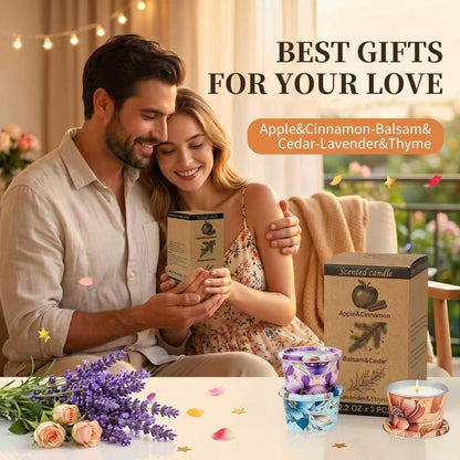 3 Pack Scented Candle Gift Set,Lavender Thyme,Apple Cinnamon & Balsam Cedar,2.2 Oz Each,Soy Wax Tin Candles,Gifts for Women,Mom,Friends,Home Decor7