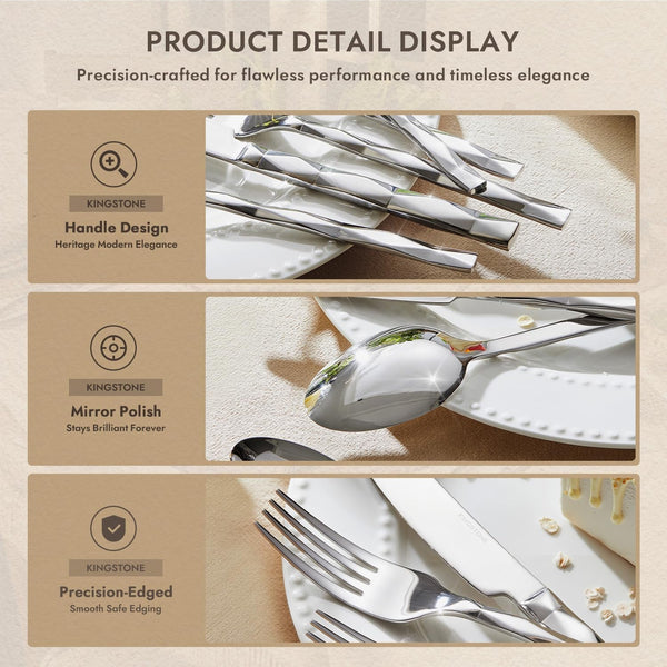 20 Piece 18/10 Silverware Set, Stainless Steel Flatware Cutlery Set for 43