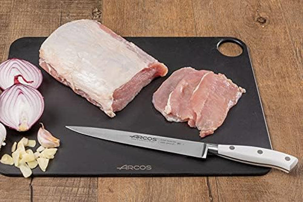 Forged Knife 8 Inch Nitrum Stainless Steel and 200 Mm Blade. Sharp Knife to Meat and Fish. Ergonomic Polyoxymethylene POM Handle. Series Riviera Blanc. Color White6
