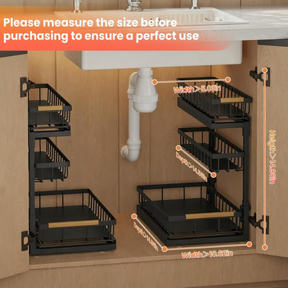 Under Sink Organizer and Storage for Bathroom and Kitchen - 2 Pack 3 Tier9