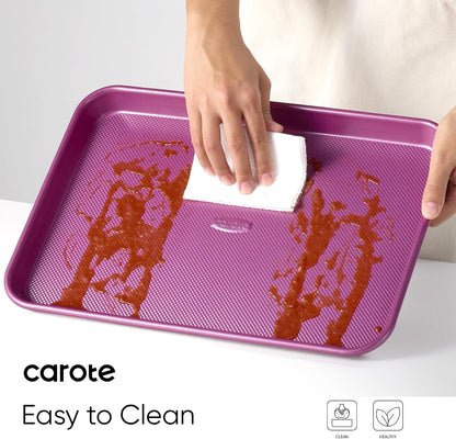 3-Piece Baking Sheet, Nonstick Cookie Sheets, Royal Violet | 13, 15 & 17-Inch, Carbon Steel Baking Pans Set, Easy-Release, Oven Safe up to 446°F, Even Heating, Pfas-Free, Space-Saving3