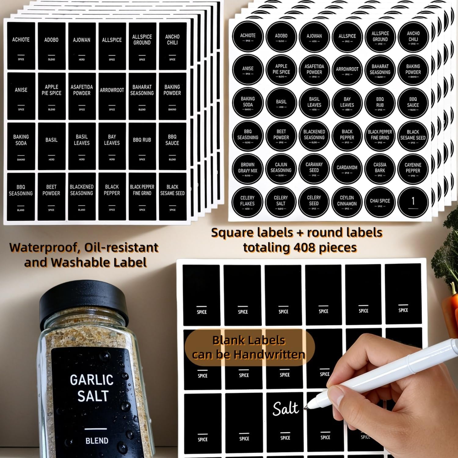 spice-jars-with-labels-24-glass-spice-with-shaker-lids-airtight-plastic-caps-4oz-complete-seasoning-containers-organizer-set-for-cabinet-drawer-rack-black
